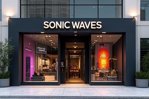 Exterior view of the Sonic Waves UAE retail store facade in Dubai