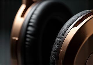 A close-up shot of elegant, high-fidelity over-ear headphones